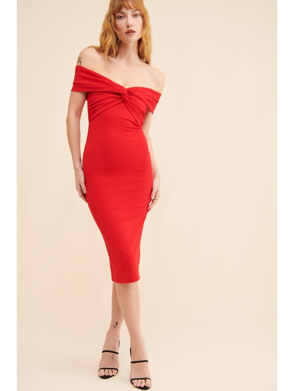 ATOIR The Lili Dress Red Off Shoulder MIDI Dress